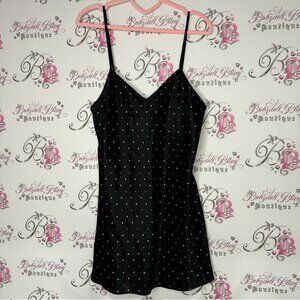 Morgan Taylor intimates dress slip black polka dot dotted pink red silky satiny